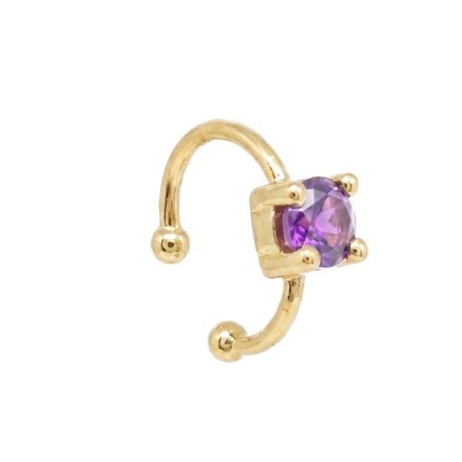 BAGUE D'OREILLE SOLO AMETHYSTE DORE OR FIN 24K