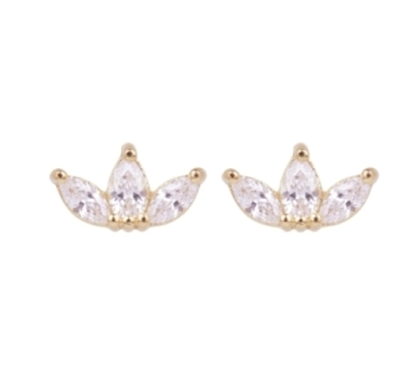 PUCES LOTUS ZIRCO DORE OR FIN 24K