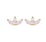 PUCES LOTUS ZIRCO DORE OR FIN 24K