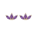 PUCES LOTUS AMETHYSTE DORE OR FIN 24K