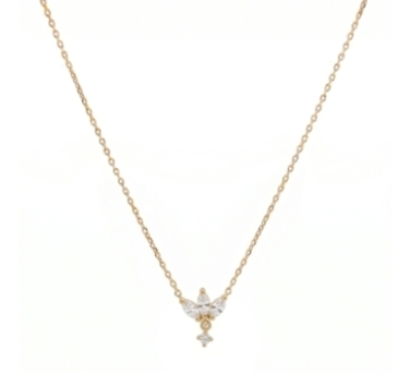 CHAINE LOTUS ZIRCO 44CM DORE OR FIN 24K