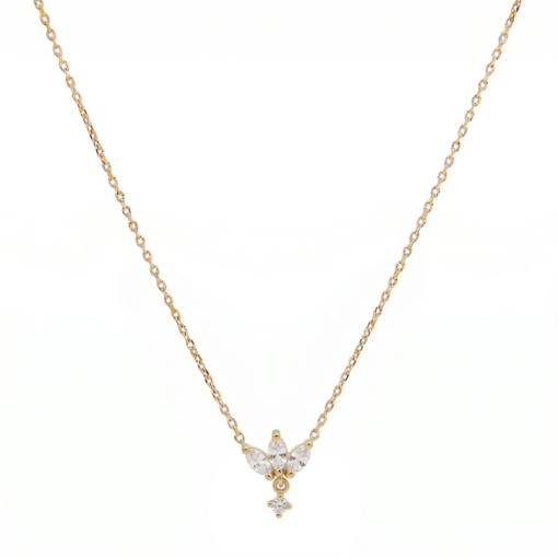 CHAINE LOTUS ZIRCO 44CM DORE OR FIN 24K