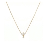CHAINE LOTUS ZIRCO 44CM DORE OR FIN 24K