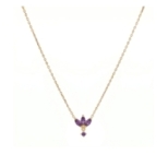 CHAINE LOTUS AMETHYSTE 44CM DORE OR FIN 24K