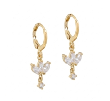 MINI CREOLE LOTUS ZIRCO DORE OR FIN 24K