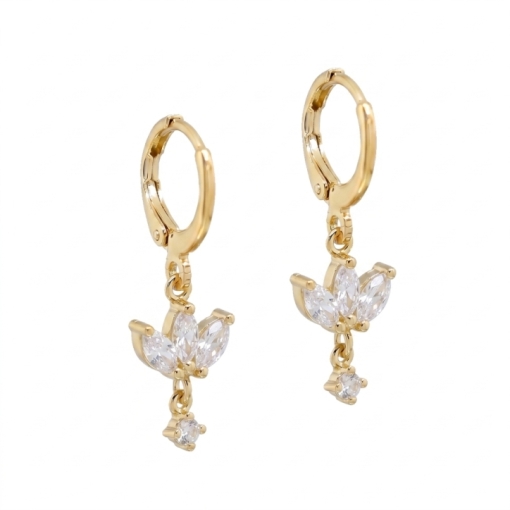 MINI CREOLE LOTUS ZIRCO DORE OR FIN 24K