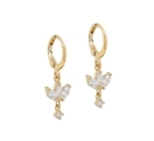 MINI CREOLE LOTUS ZIRCO DORE OR FIN 24K