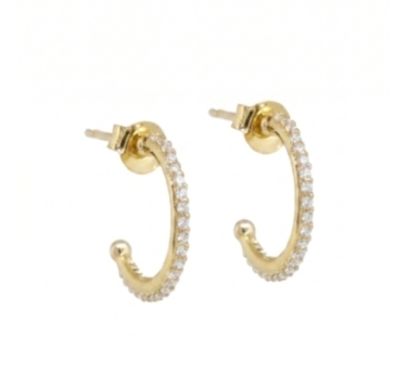 CREOLES OUVERTES UNION ZIRCO DORE OR FIN 24K