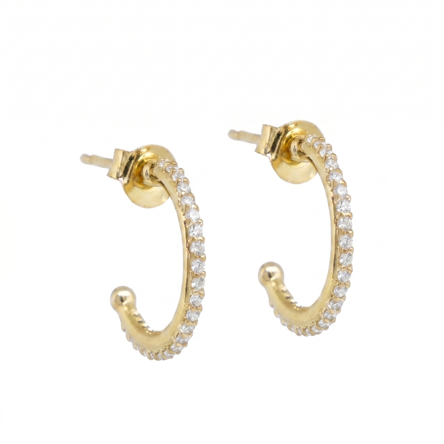 CREOLES OUVERTES UNION ZIRCO DORE OR FIN 24K