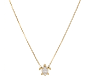 CHAINE TURTLE CHIC ZIRCO DORE OR FIN 24K