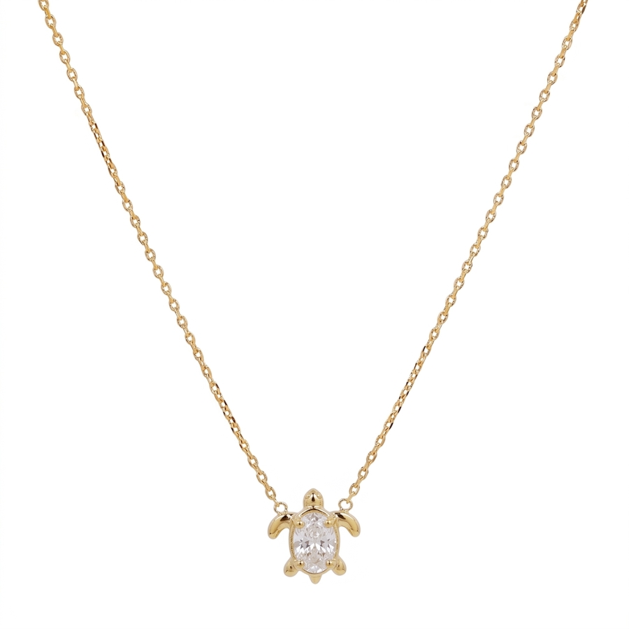 CHAINE TURTLE CHIC ZIRCO DORE OR FIN 24K
