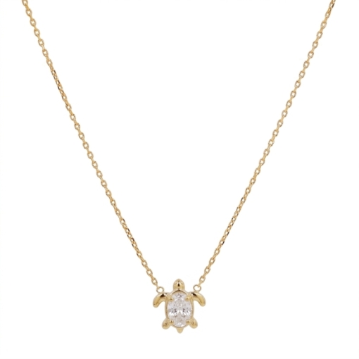 CHAINE TURTLE CHIC ZIRCO DORE OR FIN 24K