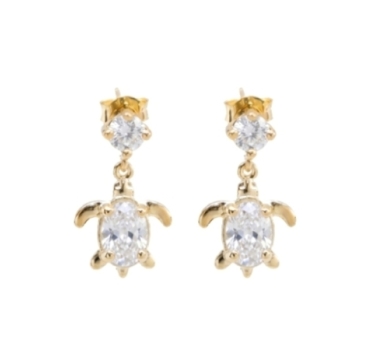 PENDANTES TURTLE CHIC ZIRCO DORE OR FIN 24K