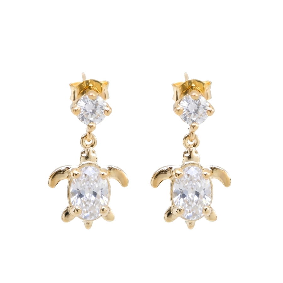 PENDANTES TURTLE CHIC ZIRCO DORE OR FIN 24K