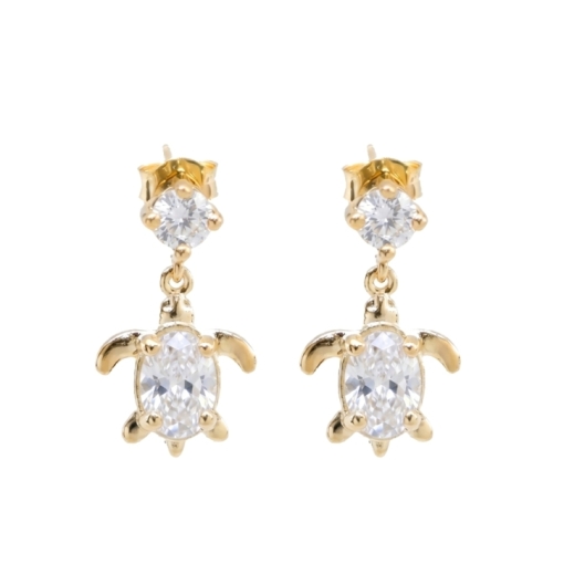 PENDANTES TURTLE CHIC ZIRCO DORE OR FIN 24K