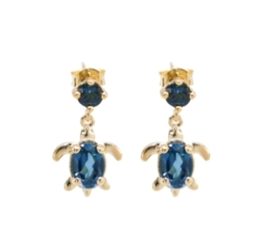 PENDANTES TURTLE CHIC TOPAZE DORE OR FIN 24K