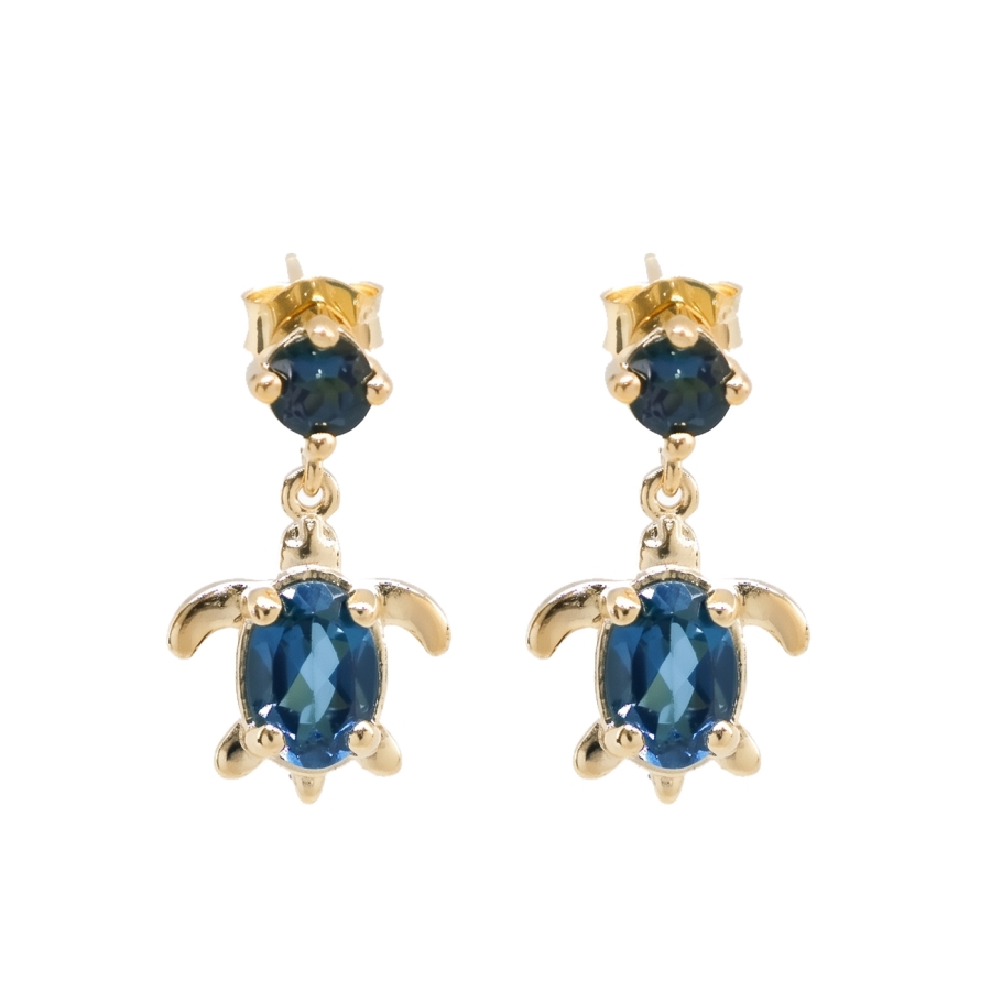PENDANTES TURTLE CHIC TOPAZE DORE OR FIN 24K