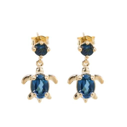 PENDANTES TURTLE CHIC TOPAZE DORE OR FIN 24K