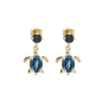 PENDANTES TURTLE CHIC TOPAZE DORE OR FIN 24K