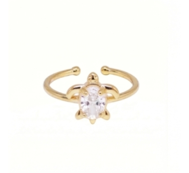 BAGUE TURTLE CHIC ZIRCO PLAQUE DORE OR 24K
