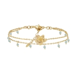 BRACELET DOUBLE FRANGIPANE AMAZONITE DORE OR FIN 24K