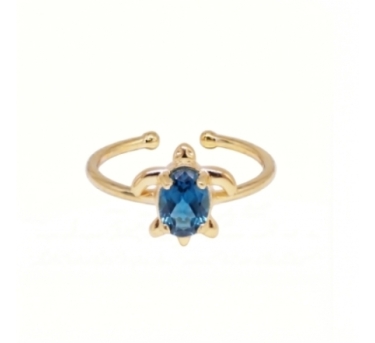BAGUE TURTLE CHIC TOPAZE PLAQUE OR 24K