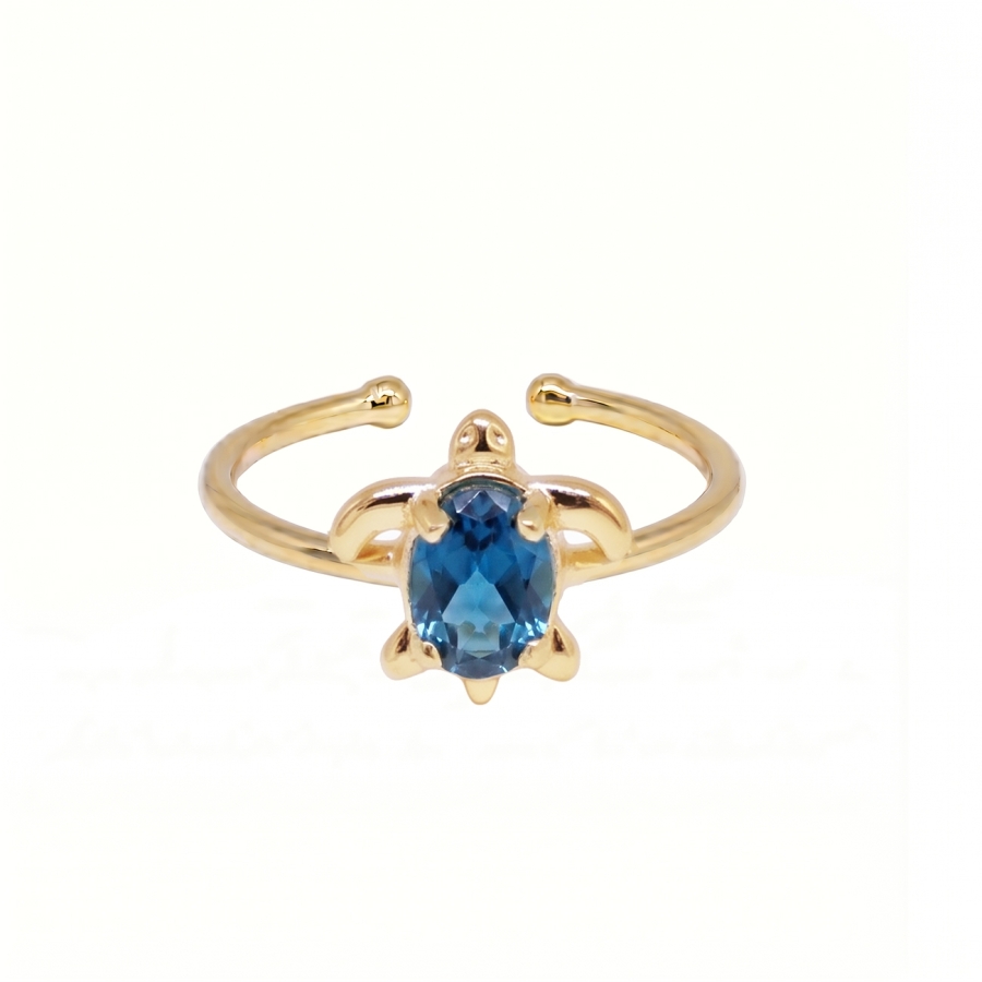 BAGUE TURTLE CHIC TOPAZE PLAQUE OR 24K