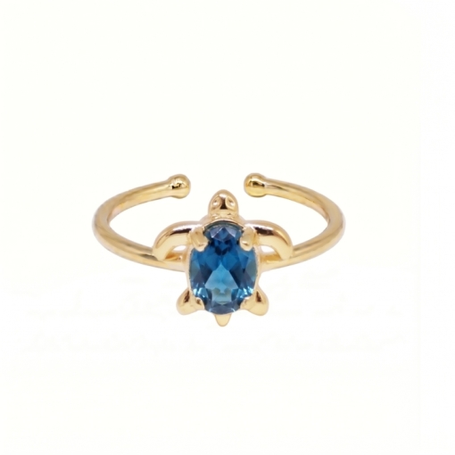 BAGUE TURTLE CHIC TOPAZE PLAQUE OR 24K