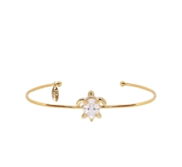 JONC TURTLE CHIC ZIRCO DORE OR FIN 24K
