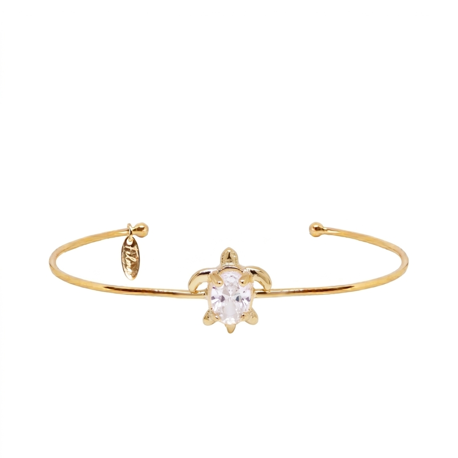 JONC TURTLE CHIC ZIRCO DORE OR FIN 24K
