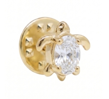 PINS BROCHE TURTLE CHIC ZIRCO DORE OR FIN 24K