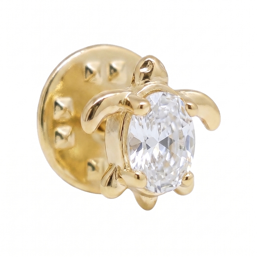 PINS BROCHE TURTLE CHIC ZIRCO DORE OR FIN 24K