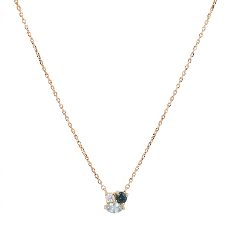 CHAINE TRIO STONE TOPAZE 45CM DORE OR FIN 24K