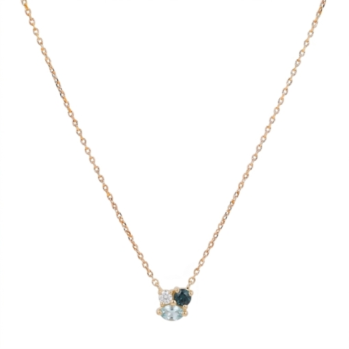 CHAINE TRIO STONE TOPAZE 45CM DORE OR FIN 24K