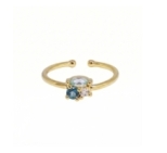 BAGUE TRIO STONE TOPAZE PLAQUE OR 24K