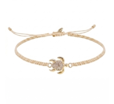 GRIGRI TORTUE ZIRCO VANILLE DORE OR FIN 24K