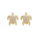 PUCES TORTUE ZIRCO DORE OR FIN 24K