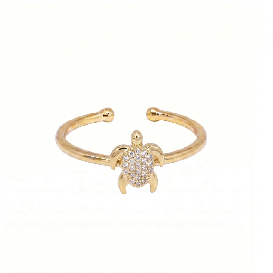BAGUE TORTUE ZIRCO PLAQUE OR 24K