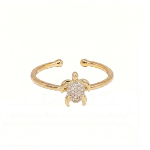 BAGUE TORTUE ZIRCO PLAQUE OR 24K