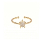 BAGUE TORTUE ZIRCO PLAQUE OR 24K