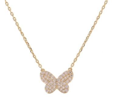 CHAINE PAPILLON ZIRCO DORE OR FIN 24K