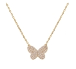 CHAINE PAPILLON ZIRCO DORE OR FIN 24K