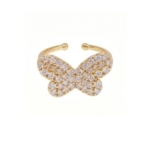 BAGUE PAPILLON ZIRCO PLAQUE OR 24K