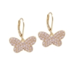 DORMEUSES PAPILLON ZIRCO DORE OR FIN 24K