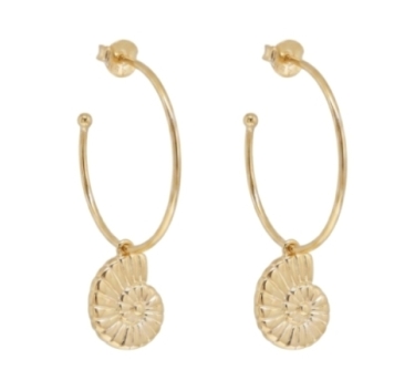 BOUCLES ANNEAUX LITTLE NAUTILUS DORE OR FIN 24K