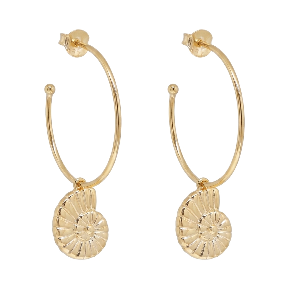 BOUCLES ANNEAUX LITTLE NAUTILUS DORE OR FIN 24K