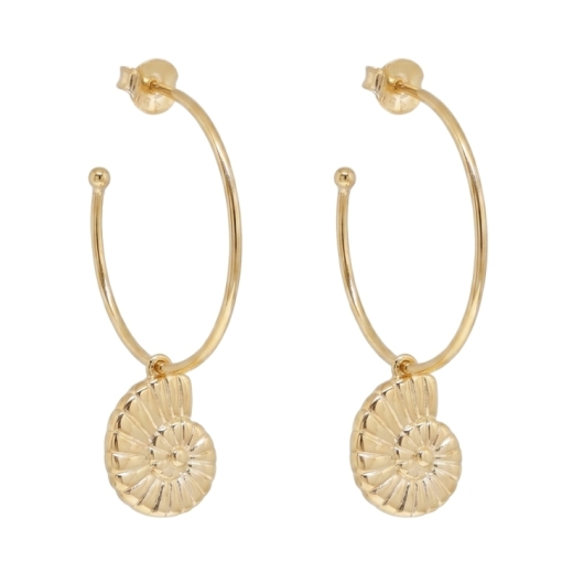 BOUCLES ANNEAUX LITTLE NAUTILUS DORE OR FIN 24K
