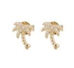 PUCES LITTLE PALM ZIRCO DORE OR FIN 24K