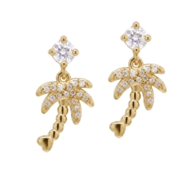 PENDANTES LITTLE PALM ZIRCO DORE OR FIN 24K