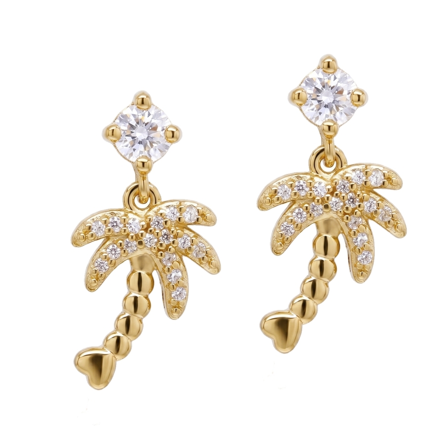 PENDANTES LITTLE PALM ZIRCO DORE OR FIN 24K PENDANTES LITTLE PALM ZIRCO DORE OR FIN 24K